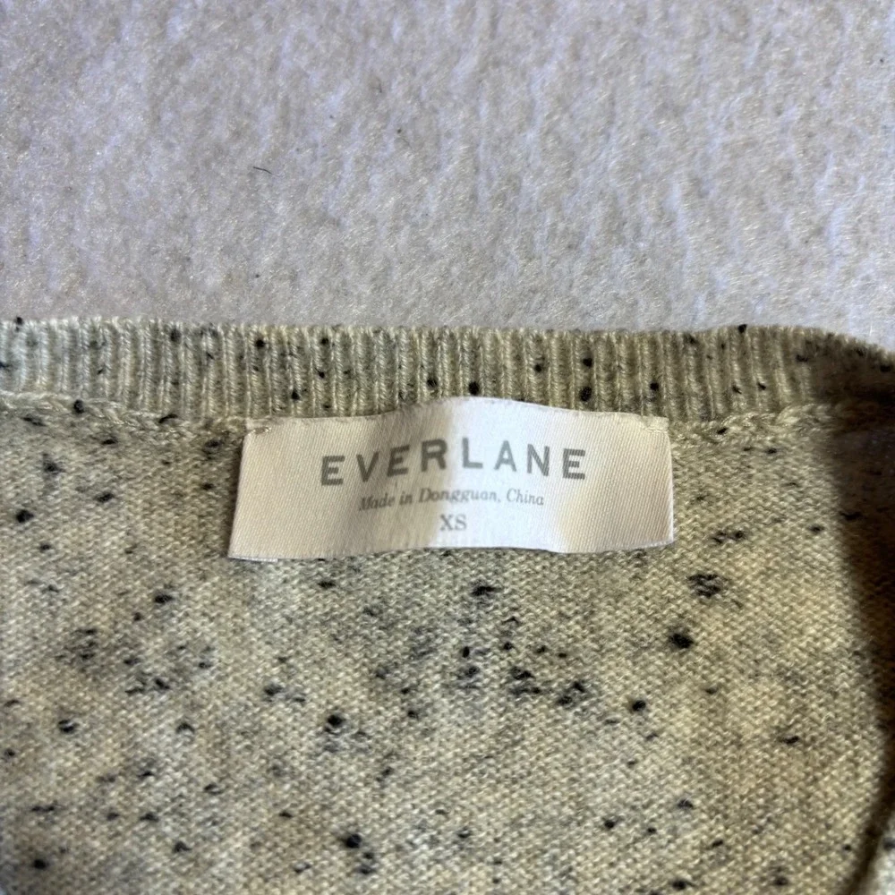 EVERLANE Women‎ XS Speckled Knit Crewneck Sweater 99% Cashmere Light Beige